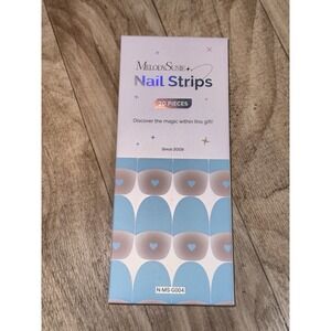 MelodySusie Semi Cured Gel Nail Strips (Blue French Tips), Works with Na